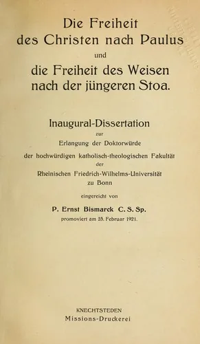 Die freiheit des Christen nach Paulus und die freiheit des weisens nach der jüngeren Stoa