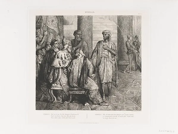 "She lov'd me for the dangers I had pass'd": plate 3 from Othello (Act 1, Scene 3)