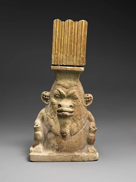 Lidded container in the shape of a Bes-image