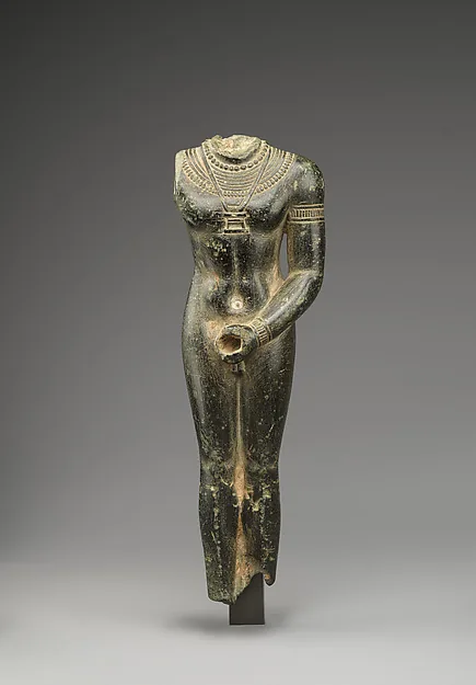 Headless unshrouded ithyphallic deity statuette