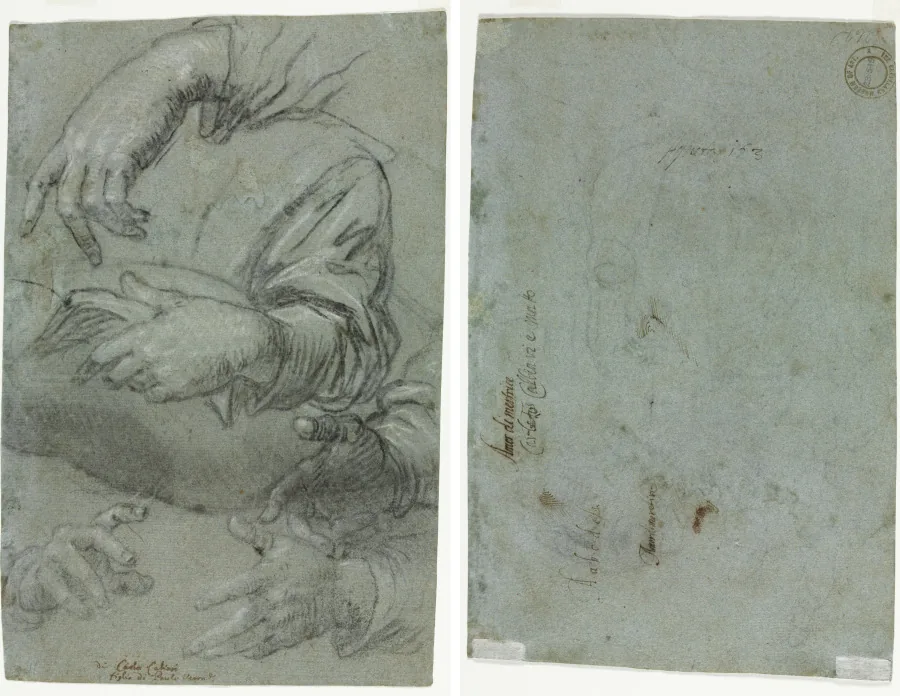 Studies of Hands (recto); Sketch of a Child's Head (verso)