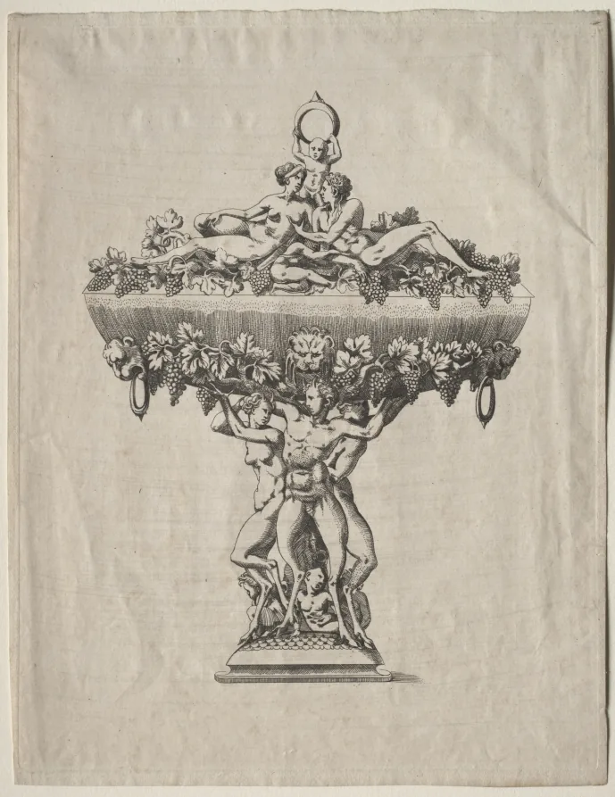 Covered Cup with Grape Festoon
