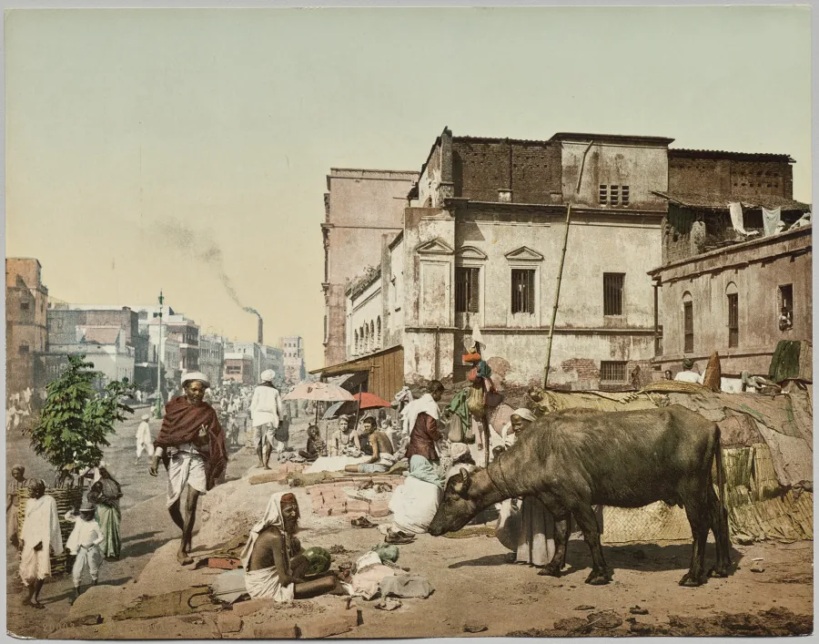 India. Calcutta. Harrison Road I with Group of Jogees, after photo by Dr. Kurt Boeck