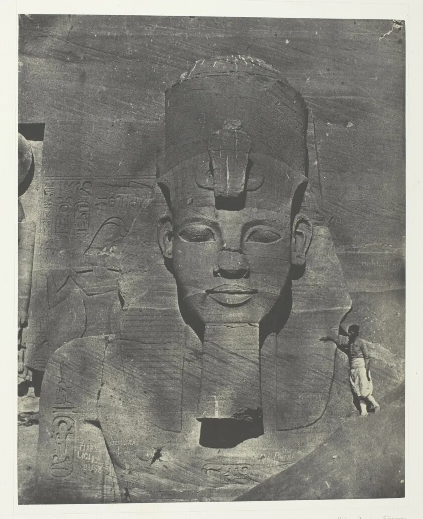 Ibsamboul, Colosse Médial (Enfoui) du Spéos de Phrè Nubie, Palestine et Syrie, plate 106 from the album "Egypte, Nubie, Palestine et Syrie" (1852)