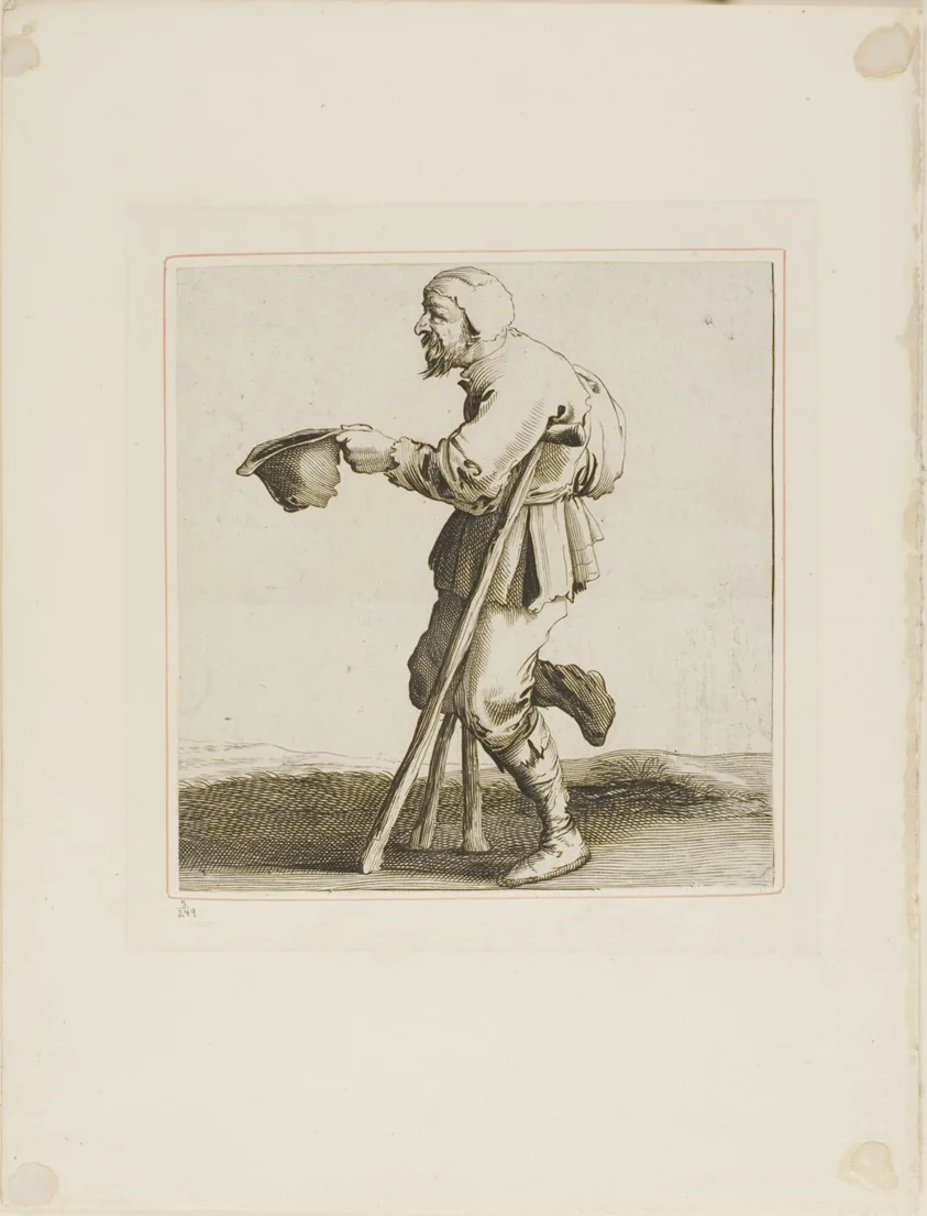 Lame Beggar Asking for Alms, from T is al verwart-gaern (It's already confusing)