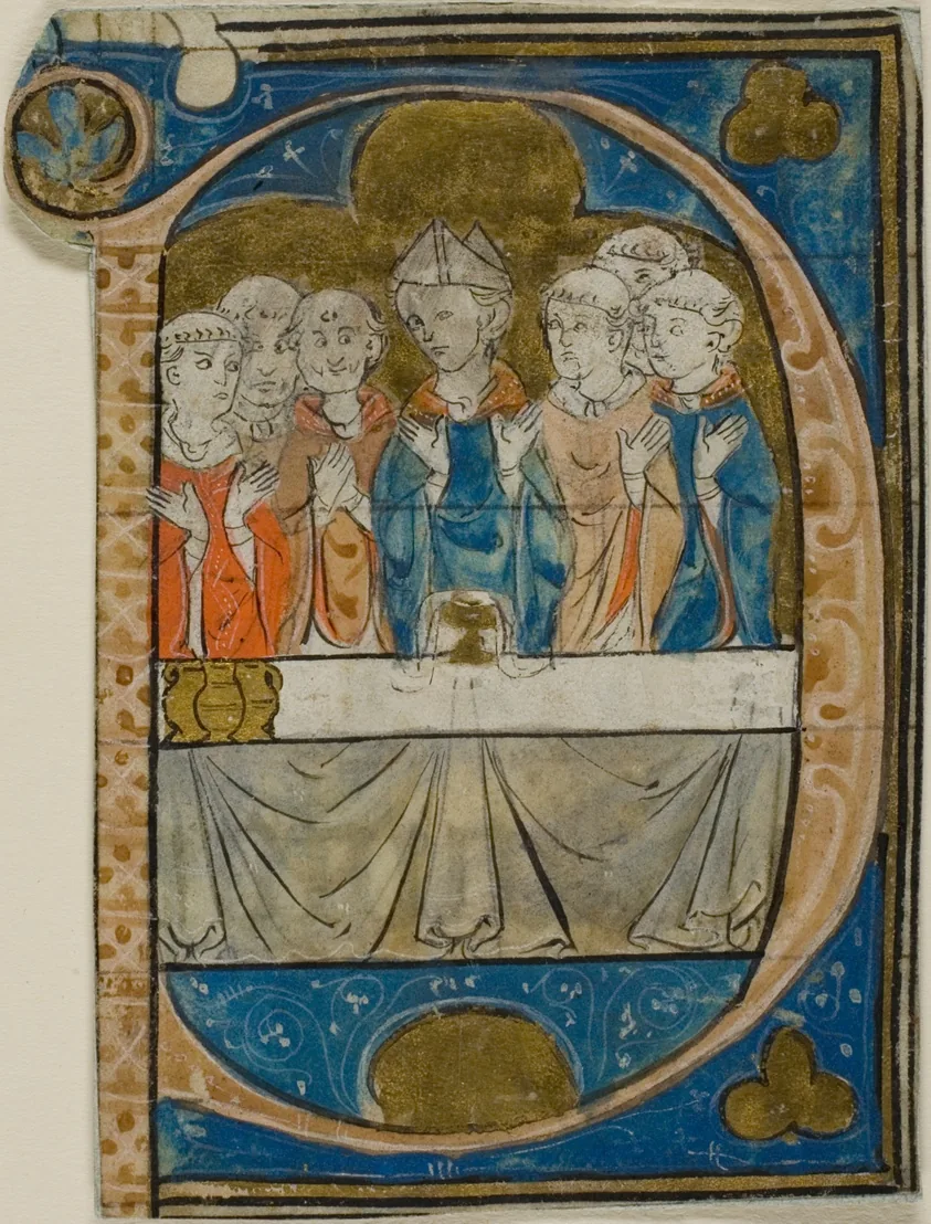 Bishop at Mass in a Historiated Initial "P" from a Choirbook