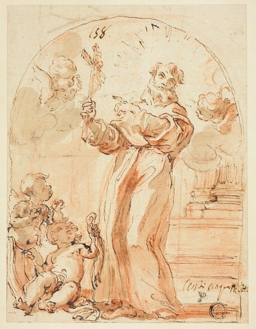 Standing Franciscan Saint Holding Crucifix