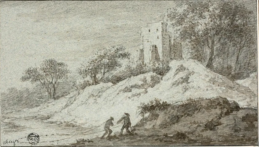 Landscape with Two Figures and Castle on Hill