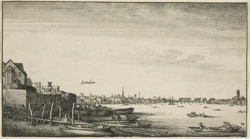 London Viewed from the Thames River at Milford Staris Below Arundel House