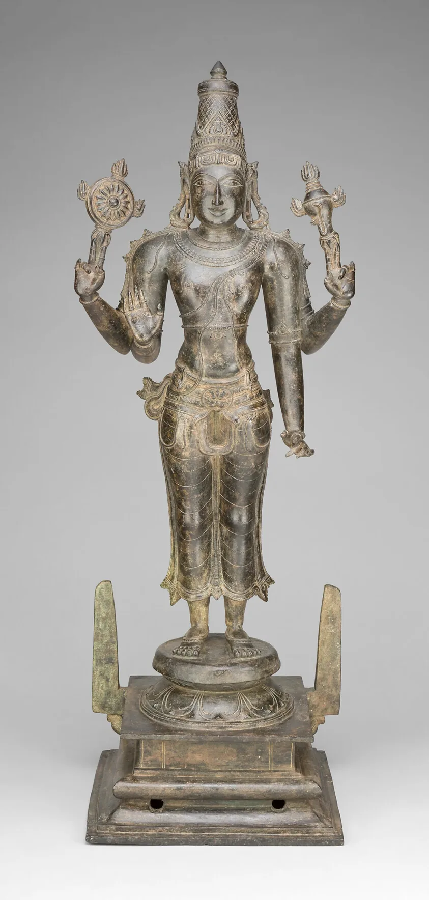 Four-Armed God Vishnu Holding Discus and Conch