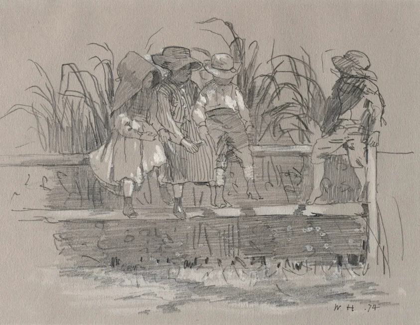 Children Sitting on a Fence