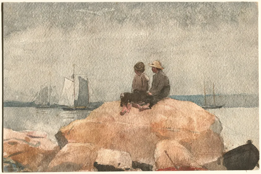 Two Boys Watching Schooners