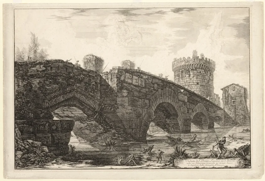 View of Ponte Lugano on the Anio, from Views of Rome