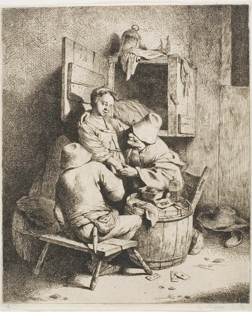 A Young Man Caressing the Young Hostess