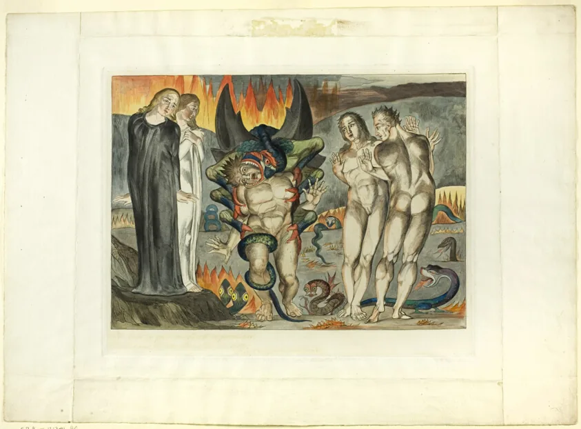 The Circle of the Thieves; Agnolo Brunelleschi Attacked by a Six-Footed Serpent. Inferno, canto XXV