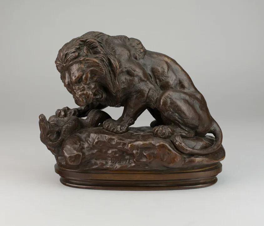 Lion Fighting a Serpent