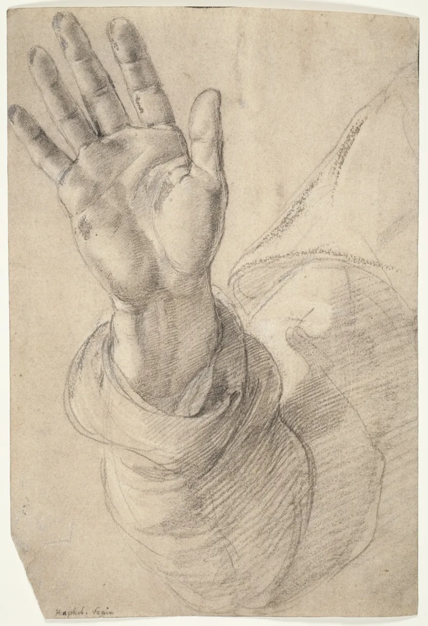 Upraised Right Hand, with Palm Facing Outward: Study for Saint Peter