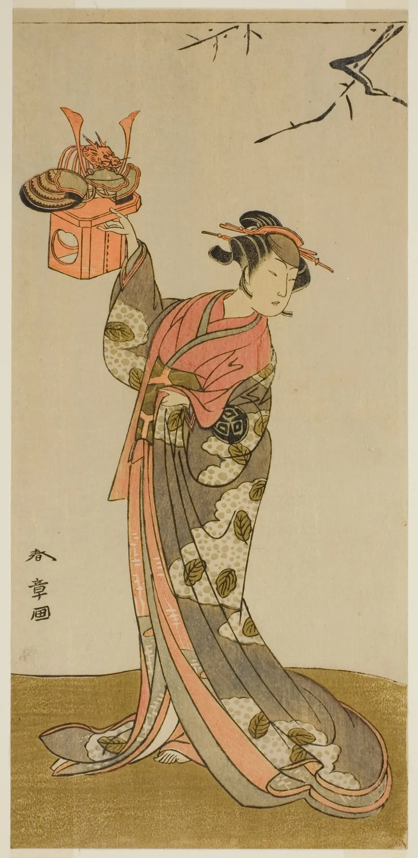 The Actor Arashi Hinaji I as Hananoi in the Play Gosho-zakura Horikawa Youchi, Performed at the Ichimura Theater in the Fourth Month, 1773